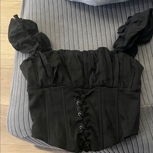Princess Polly Black Ruffled Corset Top